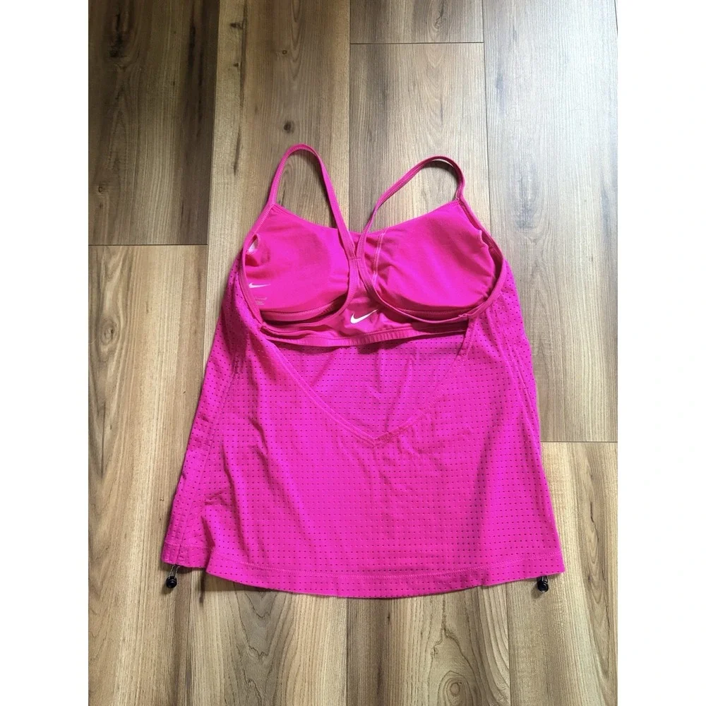 Nike Tank Top Hot Pink Women's Large Built In Bra Padded Mesh Racerback